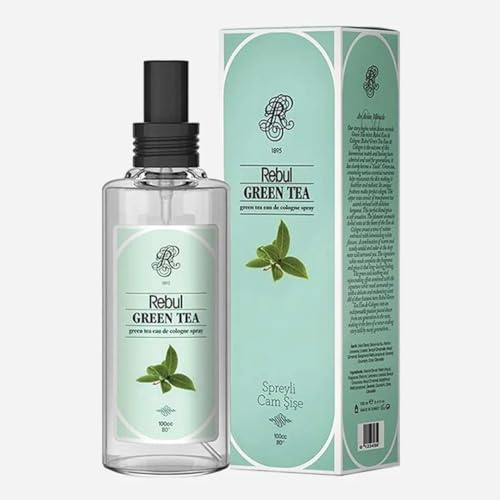 Rebul Green Tea Eau de Cologne | Kölnisch Wasser für Herren Glasflasche 100ml After Shave, Cologne, Rasierwasser für Herren und Damen - Rebul Kolonya