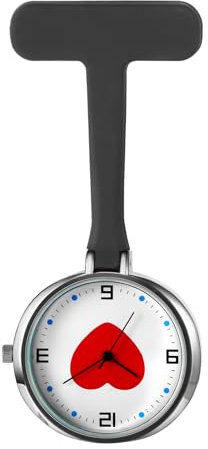 Avaner Taschenuhr für Krankenschwestern, Quarz, aus Silikon, mit Clip, Design zur Infektionskontrolle, Gesundheitswesen, Krankenschwester, Arzt, Krankenpflege, Schwarz , Sportlich