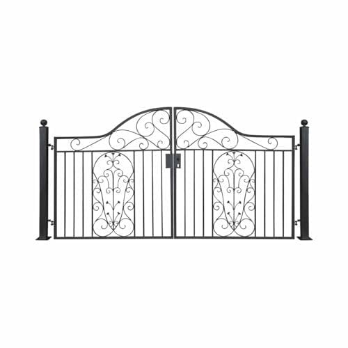 Otello-GT300/130S Garden Gate Wrought Iron Metal P.-Set 80 Galvanised 300 cm Wide Maintenance-Free Anthracite Grey