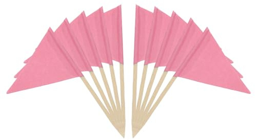 PATIKIL Fahnen-Zahnstocher, 100 Stück bunte Käsemarker farbige Zahnstocher zur Beschriftung von Kuchen-Dekoration, Cupcakes, Sandwiches, Cocktails, Party-Dekor, Pink