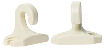 T-TENDA - Ganci a Pavimento per Tenda da Sole a Caduta, Coppia di Ganci ad Uncino per Agganciare la Tenda sulla Ringhiera o al Pavimento, in PVC, Made in Italy, Colore Avorio