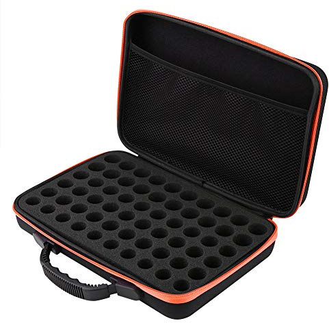 WPKD BLUEIY 60 Löcher Ätherische Öle Aufbewahrungsbox,Eva Ätherische Öle Tragekoffer Tasche mit Griff Hält 5ml 10ml 15ml Flaschen,für Reise oder Tägliche(Orange Farbe)