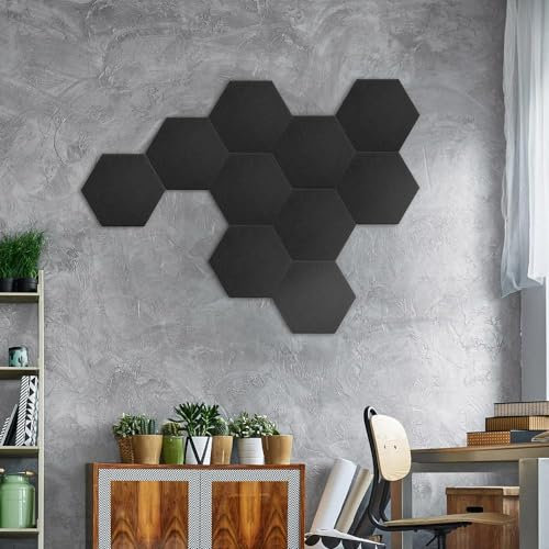 Home Deluxe Akustikplatten Hexagon selbstklebend SILENT - Schwarz, 5er Set | Schallschutzplatten, Wanddekoration, Schallabsorber, Akustik Paneel