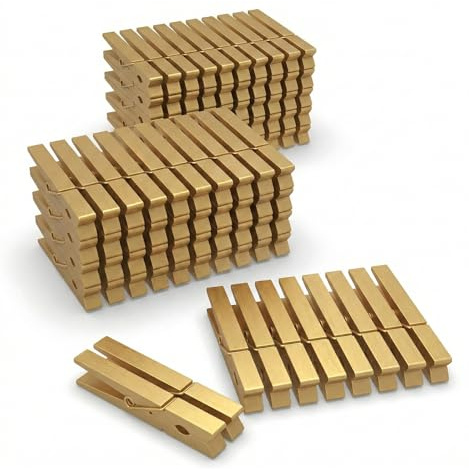 100 Stück farbige Wäscheklammern aus Holz, Wäscheklammern zum Basteln, 7,4 cm, Kleidernadeln zum Aufhängen, Bilder, Klassenzimmer, Gold