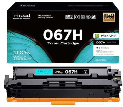 iNKPAD MF656Cdw 067H Toner Hochwertiger Ersatz für Canon 067 Toner für Canon imageCLASS MF656cdw MF654Cdw LBP633Cdw und LBP632Cdw Drucker(1 Pack,Schwarz)