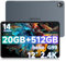 DOOGEE T40 Pro Tablet 12 Inch, 20GB RAM + 512GB ROM (2TB TF), 2.4K Android 14 Tablets, 10800mAh Battery Helio G99 Tablet, 7.6 mm Ultra-thin, 4 Stereo Speakers, Widevine L1, Dual 4G LTE Tablets, Grey