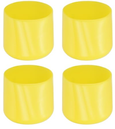 Rebower 4 Stück PVC Endkappen, 60mm ID Abdeckkappen, Rund PVC Stopfen, Schutzkappen für Schrauben, Gewindebolzen, Möbelfüße, Zaunpfosten, Drahtseile, Rohr, Gelb