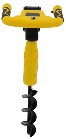 Trivello elettrico giallo con vite a vite da 300 x 80 mm per scavare/preparare fori per pali, paesaggistica e potatura