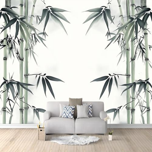 Papel pintado fotográfico de bambú verde con pintura de tinta, 400 x 280 cm, murales de pared verdes para dormitorio, sala de estar, niños, guardería, mural, decoración de pared, póster de papel