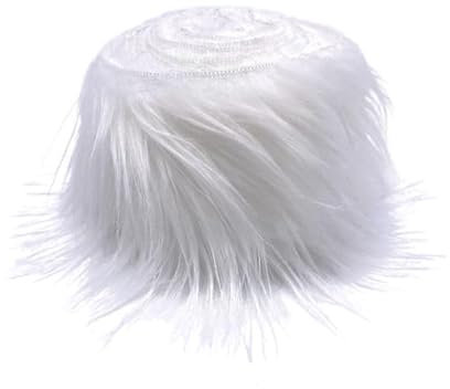 YIYIWANG Weißer Pelz Stoff 5x150cm Shaggy Kunstpelz Besatz Plüsch Weiß Flaum Bastelfell für Gonmes Bart Weihnachtsmann HaarCosplay Kostüm DIY Handwerk Weihnachtsdekoration