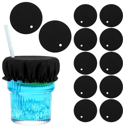 HJZHII 12PCS Drink Cover Scrunchie with Straw Hole, Reusable Elastic Cup Drink Cover for Alcohol Protection Washable Universal Drink Protector Cap for Women Drink Spiking Prevention