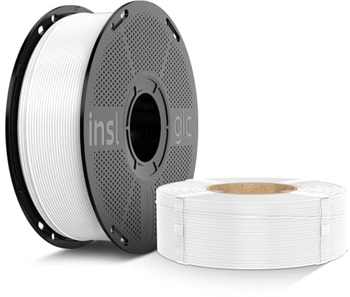 Inslogic Hochgeschwindigkeit Matte PETG Pro 3D Druck Filament, Passt für Meisten FDM 3D Drucker 1.75±0.02mm, Stärker Härte, 2kg Spule Passt für Meisten FDM 3D Drucker (Weiß)
