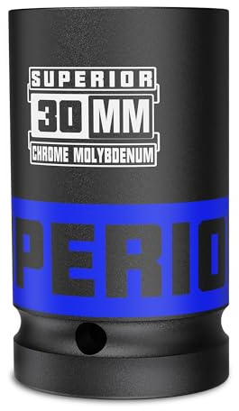 KIRXST Douille à Chocs 30mm, Douille Longue à Chocs 6 pans 3/5 pour La Réparation Automobile et Le Remplacement des Pneus