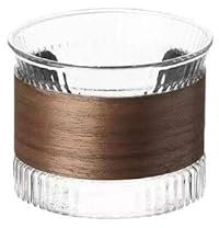 GOEDCH Set di Tazzine da Caffè Espresso: 4 Tazzine da Caffè in Vetro da 180 ml, Tazza da Tè Trasparente con Anello in Legno Massello, Vetro Resistente al Calore per Gli Amanti