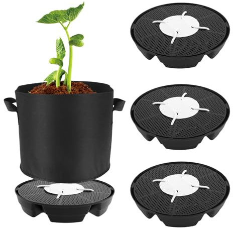 NZWBSHSSP 4 Pcs Self-Watering Plant Saucers for Indoor, Auto Watering System Fabric Pot Base Auto Irrigation Plant Water Catcher Tray Flower Pot Saucers for Greenhouse Grow Tents Garden
