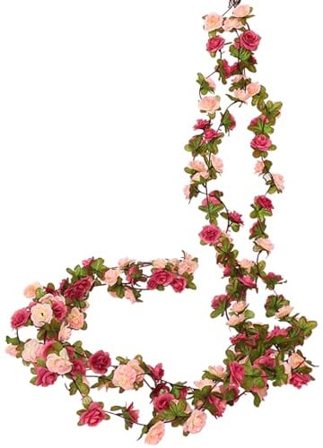 PacuM 3 Stück 2,45M Blumengirlande Künstlich Blumen Girlande | Simulation Blumengirlande Deko Biegsam Kunstblumen Girlande Blumen Blumenranken Künstlich für Dekoration Wänden Türen