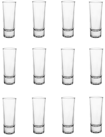 Adri 12 Vasos de Chupito Cristal - Aptos para Lavavajillas - Pack de chupitos de entre 3,4 hasta 6,5 cl de capacidad. (12, 6,5 cl)
