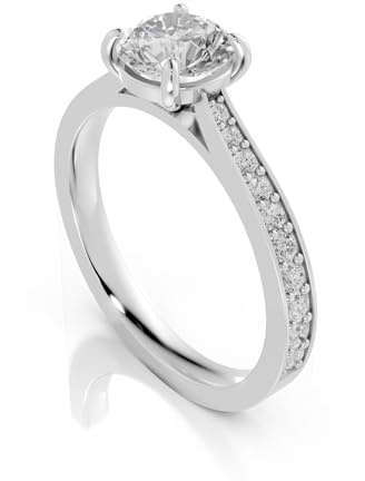 Round Cut Moissanite Engagement Ring for Women | 0.50Ct-5.00Ct D/VVS Stone | Micro Pave Set Solitaire Halo Ring with Side Accents | Solid 925, 9K/18K Gold, Platinum | Luxury Jewellery | UK Hallmarked