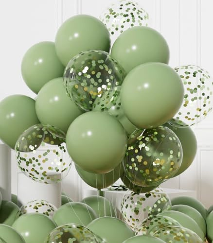 AULE Luftballons Salbeigrüne 42 Stück 12 Zoll Ballons Konfetti Latex