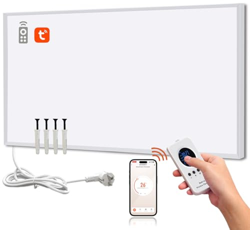 Hocosyme Infrarotheizung 800 Watt mit Smart Steuerung, Energiesparende Infrarot Wandheizung, Elektroheizung mit Uberhitzungsschutz, WLAN App-Steuerung mit Fernbedienung, TÜV.