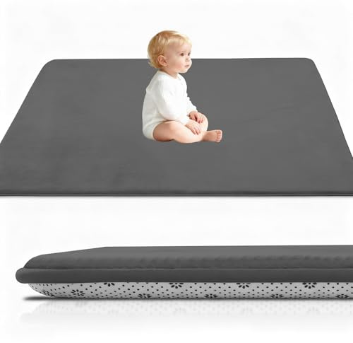Stqyeiw Kinderteppich Teppich Verdickung Korallen Samt Teppich Korallensamtteppich Kinder Krabbeldecke Tatami Teppiche Kinder rutschfeste Vergrößern Spielmatte Yogateppich 100 x 120 cm Dunkelgrau