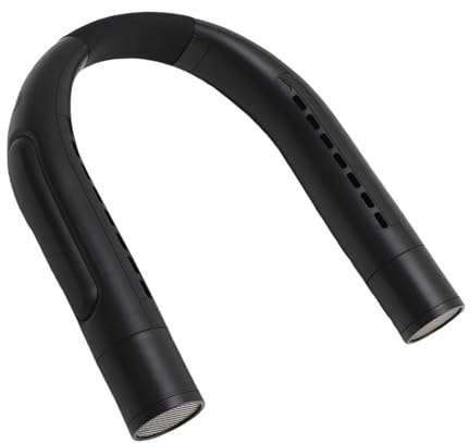 Riuulity Leiser, Leichter Nackenventilator, 3 Geschwindigkeiten, Wiederaufladbar, Tragbar, Persönlicher Ventilator für Radfahren, Camping, Polymer-Akku (BLACK)