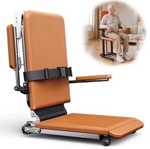 MediHoist Elektro Aufstehhilfe 200 KG Tragfähigkeit für Senioren, Braun | Upgrade Stahl Aufstehhilfe Senioren, PU Polster, Für Heim, Krankenhäuser & Pflegeeinrichtungen
