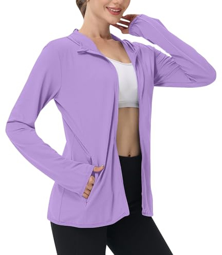 Flodxo Sun Protection Hoodie Women Lightweight UPF 50 Running Jacket Long Sleeve Gym Going Out Tops Zip Up Sun Hoodie Sports Golf Summer Quick Dry Jacket Athletic UV Protection Shirts