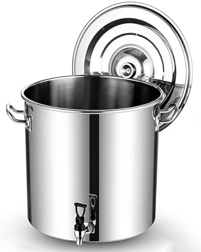 Pentola in Acciaio Inossidabile con Coperchio/di Alta qualità, Senza Pfas, Adatta A Tutti I Tipi di Piano Cottura, Inclusi Quelli A Induzione E al Forno(90L)
