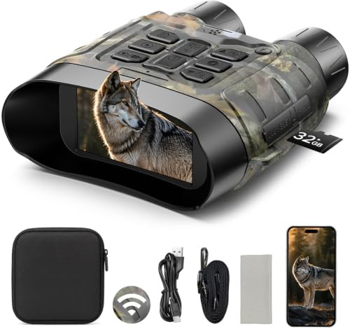 Jumelles Vision Nocturne 4K UHD 112MP, 600m Portee Infrarouge, Zoom 18X Manuel, Batterie 5000mAh, Carte TF 64GB Offerte, Ideal Chasse Camping Observation Nocturne, Etui de Rangement Inclus