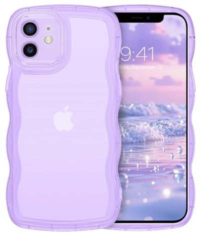 DUEDUE für iPhone 12 mini Hülle, Niedliche Wellenrahmen Lockige Form Stoßfeste Handyhülle für iPhone 12 mini Case 5,4 Zoll, Lila