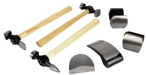 PERFORMANCE TOOL W1007DB 7-Piece Auto Body Repair Kit with Carbon Steel Hammer Heads and Dollies on Wood Handles