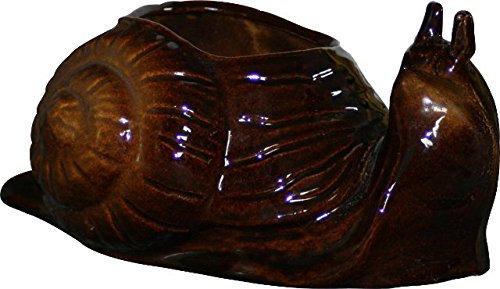 Original K&K Pflanzschnecke III, 32 x 19 x 18 cm, braun-geflammt aus hochwertiger Steinzeug-Keramik