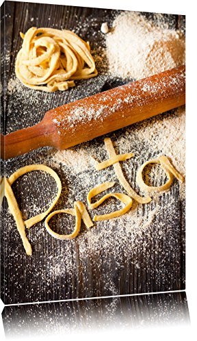 Pixxprint Frische Nudeln Pasta Italia, Größe: 100x70cm, Leinwandbild, fertig gespannt, Wandbild, Dekoration, Kunstdruck, kein Poster
