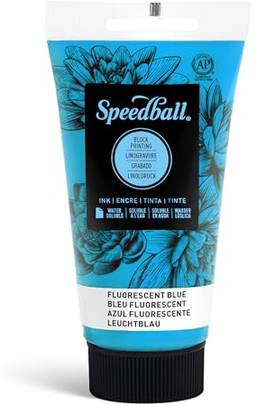 Speedball Water-Soluble Block Printing Ink, 2.5-Ounce Tube, Fluorescent Blue