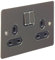 Schneider Electric Ultimate Flat Plate - Switched Double Power Socket, Double Pole, 13A, GU3220DBBN, Black Nickel with Black Insert