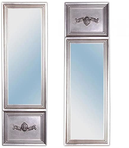 LEBENSwohnART Wandspiegel Landhaus Holz Spiegel barock Silber Impress 160x50cm Standspiegel