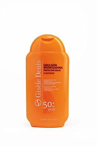 GISÈLE DENIS - Protector Solar, 200 ml, Protección FPS50+, Emulsión Bronceadora, Cuidado de Piel, Crema Solar, Hidrata la Piel, Resistente al Agua, para Uso Diario, Previene Manchas y Arrugas