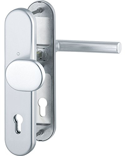 HOPPE 3889773 Sicherheits-Wechselgarnitur Amsterdam-Ö-Norm Entfernung 88mm, Aluminium Silber eloxiert, Langschild Profilzylinder für Türstärke 62-72mm, ohne Kernziehschutz, Klasse 3, 1 Stück