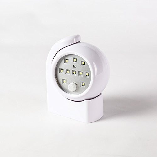Festive Lights - White Outdoor Security Wall Light - Clear White SMD LEDs - Battery Operated PIR Motion Sensor - Wall Mounted with 360 Degree Adjustability for Enhanced Safety (Pack of 1)