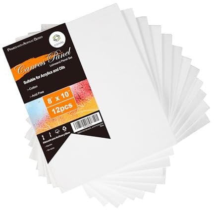 Conda 12 Stücke Leinwand zum Bemalen Aus 100% Baumwolle 20 x 25cm Leinwand Canvas Vorgespannte Weiße Künstler Panel für Acryl und Öl Malerei Sowie zum Skizzieren