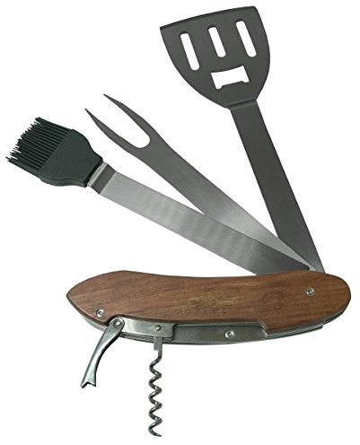 Caliber Gourmet 5 in 1 Multi Tool BBQ Barbecue Grill Zubehör Werkzeuge Set Kit Camping Zubehör Grillpartys Abnehmbar Inklusive Bürste, Spatel, Gabel, Flaschenöffner, Weinkorkenzieher