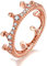 Qings 925 Sterling Silber Damen Ring, Rose Gold Kronen Ring mit Zirkonia Simulierte Diamond Geschenke für Damen Frauen Mädchen