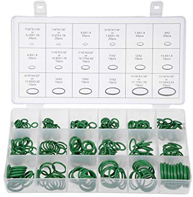 sourcing map Fluorine Rubber O-Ring Assortment Kit 270 Pieces 18 Sizes FKM Sealing Gasket Set, Green
