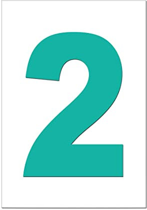 Set of 5 - Aqua Bin Number 2 - Removable Self Adhesive Waterproof Durable Vinyl Stickers - Digitally Cut to the sticker Shape - size 170mm