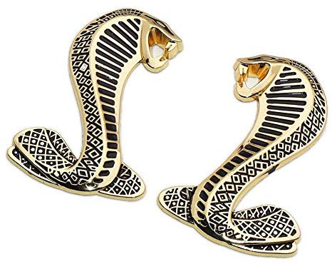 YK ZAOOER 3D Metall Shelby Cobra Snake Emblem-Abzeichen-Aufkleber Aufkleber für Ford Mustang Sport (Links & rechts) 2er Set,Black Gold