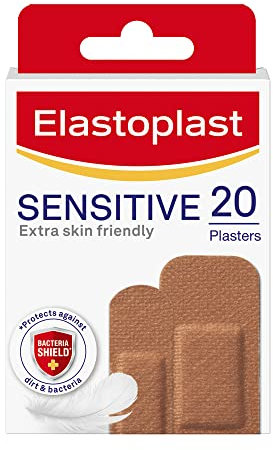Elastoplast Pansements hypoallergéniques de taille moyenne (20 pièces) pour un retrait indolore - Pansements en tissu doux et respirant - Pansements de couleur moyenne pour peaux sensibles