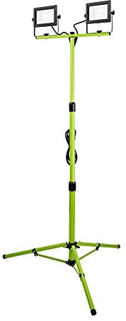 Luceco Foco de Trabajo Trípode 2x 30W, Luz Portátil IP65 Impermeable, Lampara LED Portátil para Obras, Jardines, Automóviles, Garajes