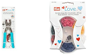 Prymlove Vario Pince à percer et river turquoise, avec outils ColorSnaps & Love Snaps Mini boîte 6 couleurs + kit d'outils 72 pièces, multicolore, taille unique