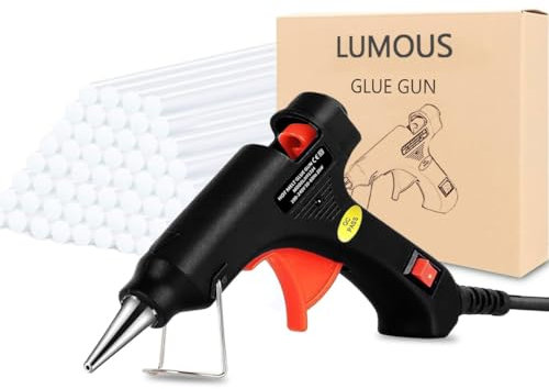 LMS Hot Glue Gun, 20W UK Plug Mini Heats Up Glue Gun for Crafts with Glue Sticks, Hobby, Craft, Home Repairs, Fabric, Wood, Glass, Card, ON-Off Switch for DIY Arts (Glue Gun Black)